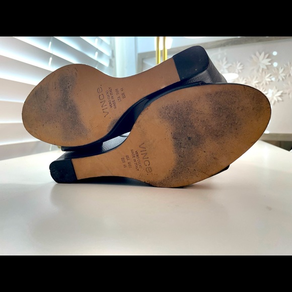 Vince black leather wedge sandals - Picture 5 of 9